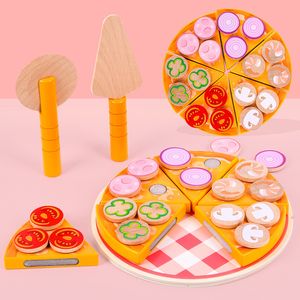 Cozinhas Jogue comida 27pcs pizza brinquedos de madeira cozinhando simulação de mesa de mesa infantil fingir brinquedo de brinquedo de corte de vegetais 221123