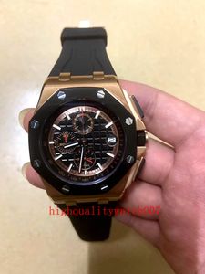 Classic Series Luxury Men's Wristwatches 42mm Black Dial 26420 VK Quartz Chronograph Working 18K Rose Gold Rubber Strap Bands Excellent men watches Watches