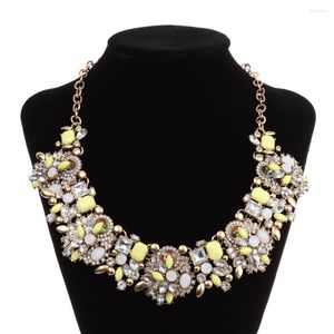 Choker Luxury Crystal Rhinestone Big Bib Necklace Exaggerated Flower Full Of Boho Ethnic Collar WomenL