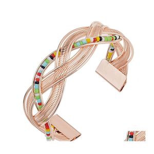 Bracciale rigido regolabile per polsino per donna Bracciali aperti con filo largo Bracciale avvolgente da polso Gioielli con consegna a goccia Dhxjy