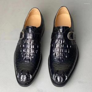 Scarpe eleganti Business Style Autentica vera pelle di coccodrillo Fatta a mano da uomo Cinturino con fibbia in vera pelle di alligatore esotico da uomo