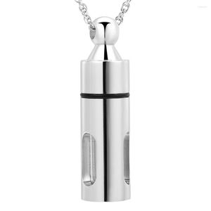 Pendant Necklaces Fashione Cremation Jewelry Hold Memorial Ashes 316L Stainless Steel Cylinder Urn Keepsake Necklace For Women Men