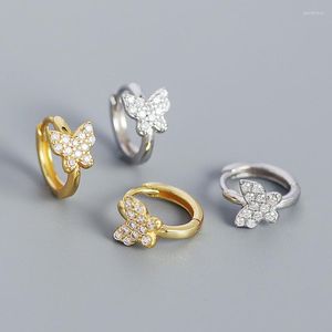 Stud Earrings Early Spring Design S925 Silver Ins Metal Wind Delicate Butterfly Inlaid Diamond French Ear Button Female