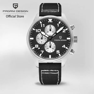 Relógios de punho Pagani Design 42mm Cronógrafo piloto Relógios Japaneses VK67 Men Quartz 10bar Glass de safira à prova d'água para 221122