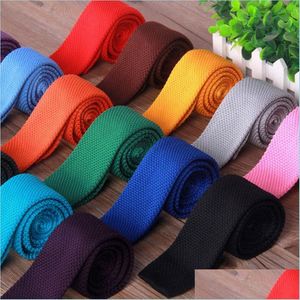 Neck Ties Knitted Tie Flat End Necktie Skinny Knit Ties Neck Wrap Fashion Accessories For Women Men Christmas Gift Drop Delivery Dhkxr