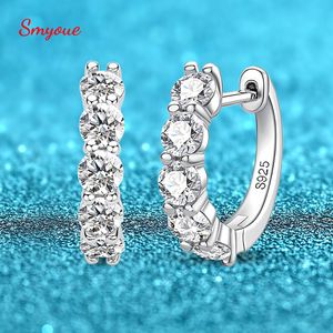 Hoop Huggie Smyoue 18k Brincho de 3ct para mulheres Stones de 4 mm D Diamante criado com cinto de cores 100% S925 Sterling Silver 221119