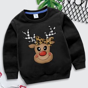 Pullover Elk Cartoon Animal Prind Children Sodies Roupas de mangas compridas Casas de camisol