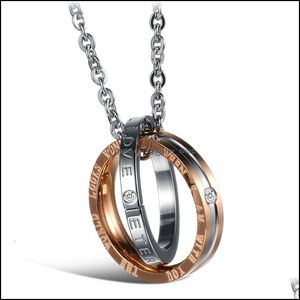 Anhänger Halsketten Paar Ringe Halskette Kristall Liebe Versprechen Ring Anhänger Paare Halsketten Für Frauen Männer Feine Mode Schmuck Drop Dhvqr