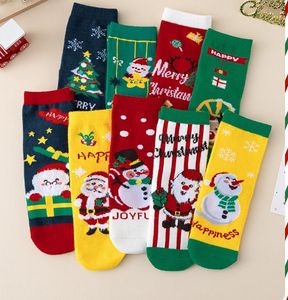 Children Christmas decoration socks Cartoon cute cotton Toddler boys Girls warm stocking sox Cartoon santa claus ELK xmas tree kids infant cozy sock 4 sizes