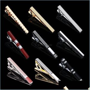 Tie Clips Copper Stripe Plaid Tie Clips Shirts Top Dress Business Suits Bar Clasps Neck Links Fashion Jewelry For Men Gift Drop Deli Dh7C1