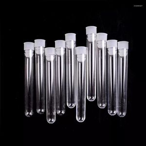 Storage Bottles 50 Pcs Clear Plastic Test Tube With Cap 12x100mm U-shaped Bottom Long Transparent Lab Supplies
