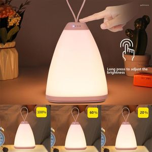 Night Lights Portable LED Lantern Hanging Tent Lamp USB Touch Switch Rechargeable Light For Bedroom Living Room Camping
