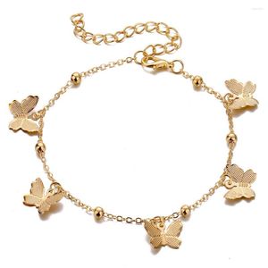 Link Bracelets Yayi Jewelry Fashion Butterfly Anklets For Women Gold Silver Color Chain Ankle Bracelet On The Leg Beach Bohemian Foot