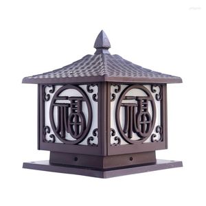 Chinese Style Creative Waterproof Outdoor Post Lights Aluminium Residential Villa Countyard Garden Pillar Lamps