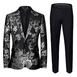 Mens Suits Blazers Left Rom Brand Jacquard Suit British Style Men Business Wedding Party Tuxedo Dress Blazer and Pant Slim Clothing 221123