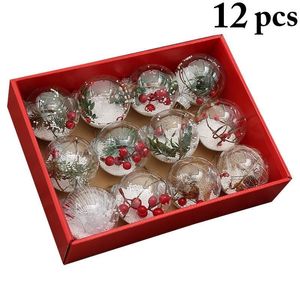 Decorazioni natalizie 12 pezzi Decorazioni per palline di Natale Globo trasparente Decorazione per alberi con palline appese per forniture per feste di Natale Stile casuale 221123