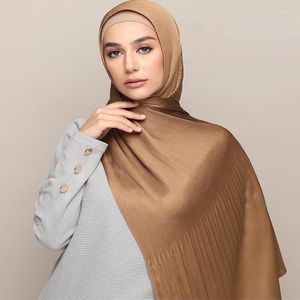 Sjaals Premium vrouwen gecrimpeerd satijnen sjaal hijab geplooide medina moslim sjaals hijabs hoofdband islamitische lange pashmina bandana stks