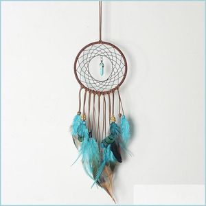 Andra heminredning Tassel Feather Turquoise Wind Chimes Window Wall Hanging Indian Home Decor Drop Delivery Garden Dhlqn