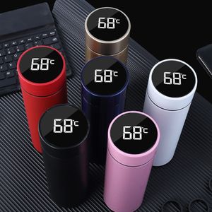 Vattenflaskor 500 ml Creative Smart Thermos Bottle Cup Temperatur Display Vakuumkolv 304 Rostfritt stål Mugg 221122