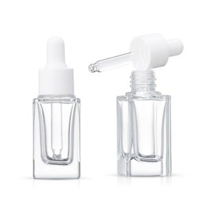 Clear Square Glass Droper Bottle Essential Oil Parfymflaska 15 ml med vit/svart/guld/silver Cap SN299