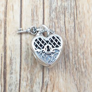 925 Sterling Silber Perlen Love You Lock Charm Charms Passend für europäischen Pandora-Schmuck Armbänder Halskette 797655 AnnaJewel