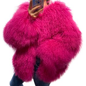 女性の毛皮のフェイクヨロガイン冬の秋のファッションリアルジャケット女性モンゴル羊のコート221123
