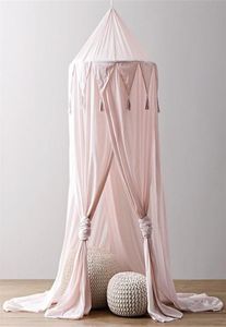 キッドベッドキャノピーベッドカバーモスキートネットカーテンベッドバビールーム装飾用のドームテントコットン240cm x 50cmピンク2019