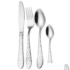 Dinnerware Sets Stainless Steel Stableware Set Honeycomb Handle Knife Fork Spoon Home El Flatware Sets Gold Rainbow Drop Delivery Ga Dhs70