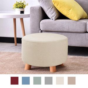 Stuhlhussen, runder Pouf-Bezug, Fußhocker-Schutz, Aufbewahrung, Hocker, Pouf, Stretch