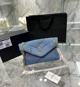 Diseñador 5A Bolsos de hombro para mujer Dama tela de mezclilla Cadenas de lona Bolso Crossbody Bolsos Mensajero Bolsos de compras Totes Cross body Wallet Monedero 25 cm con caja