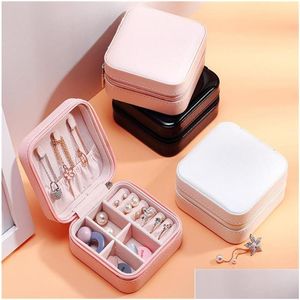 Jewelry Boxes Portable Pu Leather Jewelry Box Small Travel Organizer Storage Display Case For Rings Earrings Necklace Beads Pendants Dhkbn