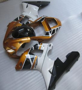 7 gåvor fairing kit för Yamaha YZF R1 Gold White Black Fairings Set YZFR1 OT245681846
