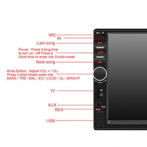 7018Bカーラジオ7インチ2DIN FMモジュレーターステレオレシーバーサポートバックカメラオーディオプレーヤーBluetoothミラーリンクMP5