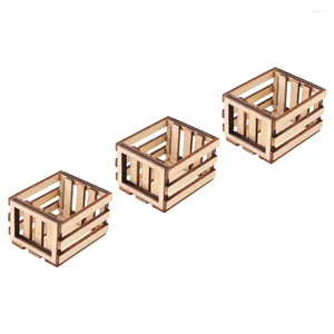 Dekoracja imprezowa miniaturowa miniaturowa koszyki stolone sformułowanie rzemieślnicze meble wiklinowe tkanin kontenera rzemiosła drewniana maleńka ozdobna skrzynia
