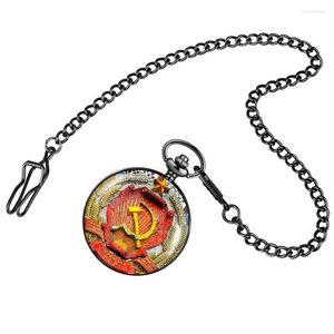 Pocket Watches Communist Badge Symbol Antique Watch Quartz Movement Chain Pendant FOB Gift M￤n kvinnor sl￤pper