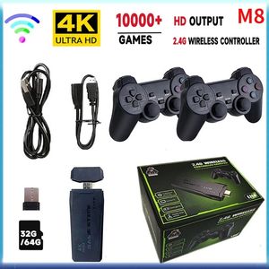 HD Output Video Game Sticks M8 Console 2.4g Double Wireless Controller Game Stick 4K Bulit-10000 em Jogos Classic Retro de 32 GB para PS1 GBA FC NES Arcade