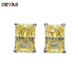 Stud Oevas 100% 925 Sterling Silver Sparkling 57mm Yellow Zircon High Carbon Diamond Earrings For Women Party Fine Jewelry Gift 221119