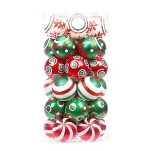 Noel Dekorasyonları 30 PCSSET 60mm Noel Ağacı Kolye Kontrast Renk Tema Boyama Pırıltılı Pırıltılı Balkalı Top Baubles Süs Partisi 221123