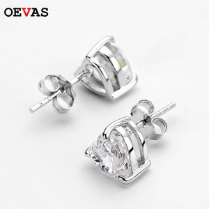 Stud Oevas 100% 925 Sterling Silver 77mm Heart High Carbon Diamond Earrings For Women Sparkling Wedding Party Fine Jewerly Gift 221119