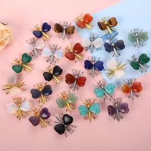 Amor cora￧￣o carim natural cora￧￣o ornamentos de borboleta minerais de cristal Reiki cura rosa quartzo prateado coloris de cor de cor de casa decora￧￣o de joalheria
