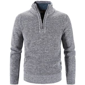 Männer Pullover Winter Fleece Dicker Pullover Halb Zipper Rollkragen Warme Pullover Qualität Männlich Schlank Gestrickte Wolle für Frühling 221122