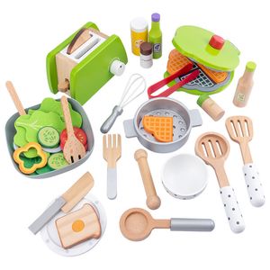 Cozinhas brincar de comida Fingir House Toy Toy Wooden Simulation Kitchen Bread Machine Salada Pote Crianças Aprendem Presente de Educação 221123