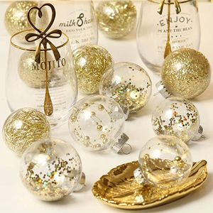 Juldekorationer 24st Clear Plastic Christmas Ball Ornaments Xmas Tree Hanging Balls With Stuffed Decorations for Wedding Party Year Decor 221123