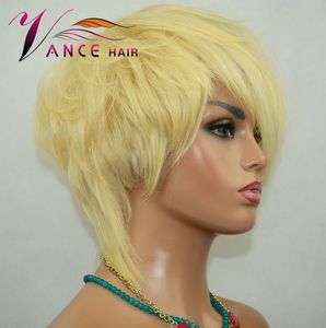 Vancehair Pełne koronkowe peruki krótkie włosy pixie krojona warstwowa peruka dla kobiet