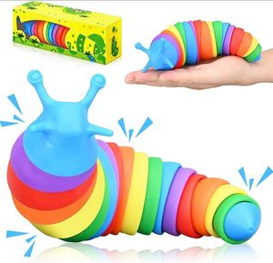 Fidget Toys Slug artikulerade flexibla 3D-sniglar gynnar fidget Toy alla åldrar Relief Anti-Anxiety Sensory for Children Aldult P1123