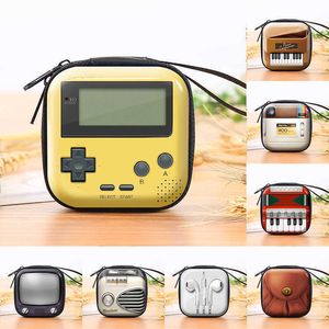 Wallets Creative Retro Personalized Mini Coin Wallet Purse Kids Earphone Box Bags Coin Wallet Women Retro Tape Camera Tinplate Bag L221101