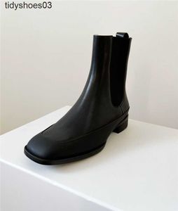 Die Schuhe Kleid Reihe Damen Designer Rois Vollleder quadratischer Kopf niedriger Absatz Chelsea elastische Ärmel schwarze kurze Stiefel Winter Low GAI Stiefelgröße FNQF LX7I