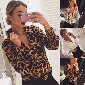 Women's Jumpsuits Rompers Women Kimono Tops Leopard Printed Shirt Long Sleeve Leopard print Blouse V Neck Casual Snake Skin Shirt plus size SXL 221123