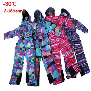 بدلات التزلج العلامة التجارية للأطفال Snowsuit -30 شتاء طفلة بوي بوي تزلج بذلة 10 12 سترة على الجليد المضاد للماء الأطفال ملابس خارجية 221122