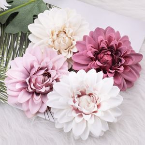 Flores decorativas grinaldas 20pcs Dahlia Cabeças de seda artificial para decoração de casamento Rose Diy Wreath Gift Scrapbooking Craft Fake Flower Head 221122